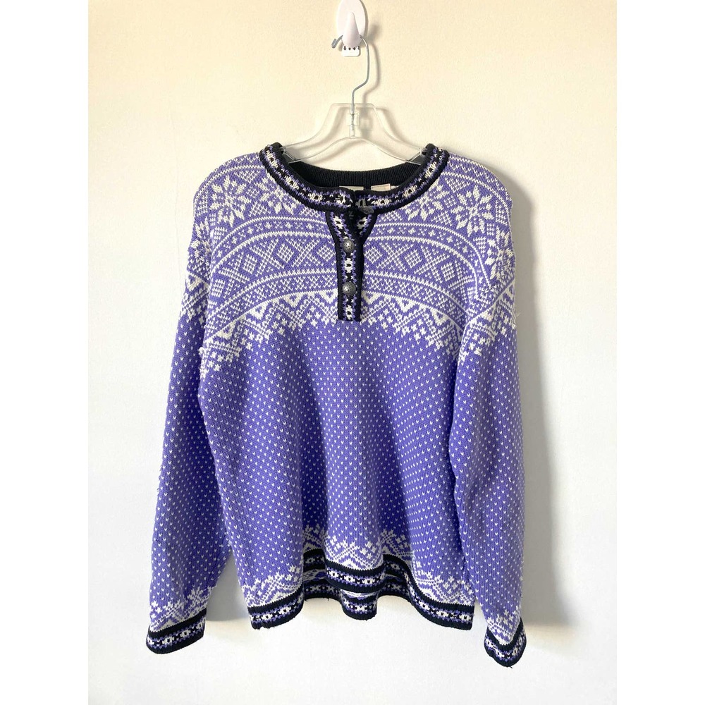 L.L. Bean Nordic Snowflake Sweater Purple White Size Large